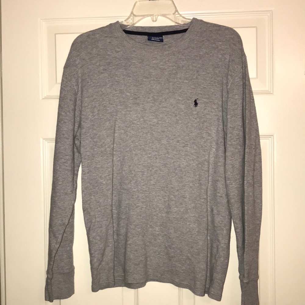 Polo Ralph Lauren Sz L Gray Knit Long Sleeve Top
